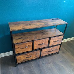 Console Table with Fabric Drawers, Shelf, and Built-in Outlets New
