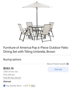 6 Piece Patio Set Including Umbrella
