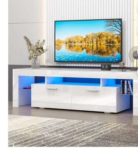 Black TV Stand With Led Lights Black Model 3 Months Old For Sale