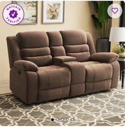 Toshiaki 71.5" Wide Padded Microfiber Manual Reclining Loveseat Sofa with Storage and Cupholders