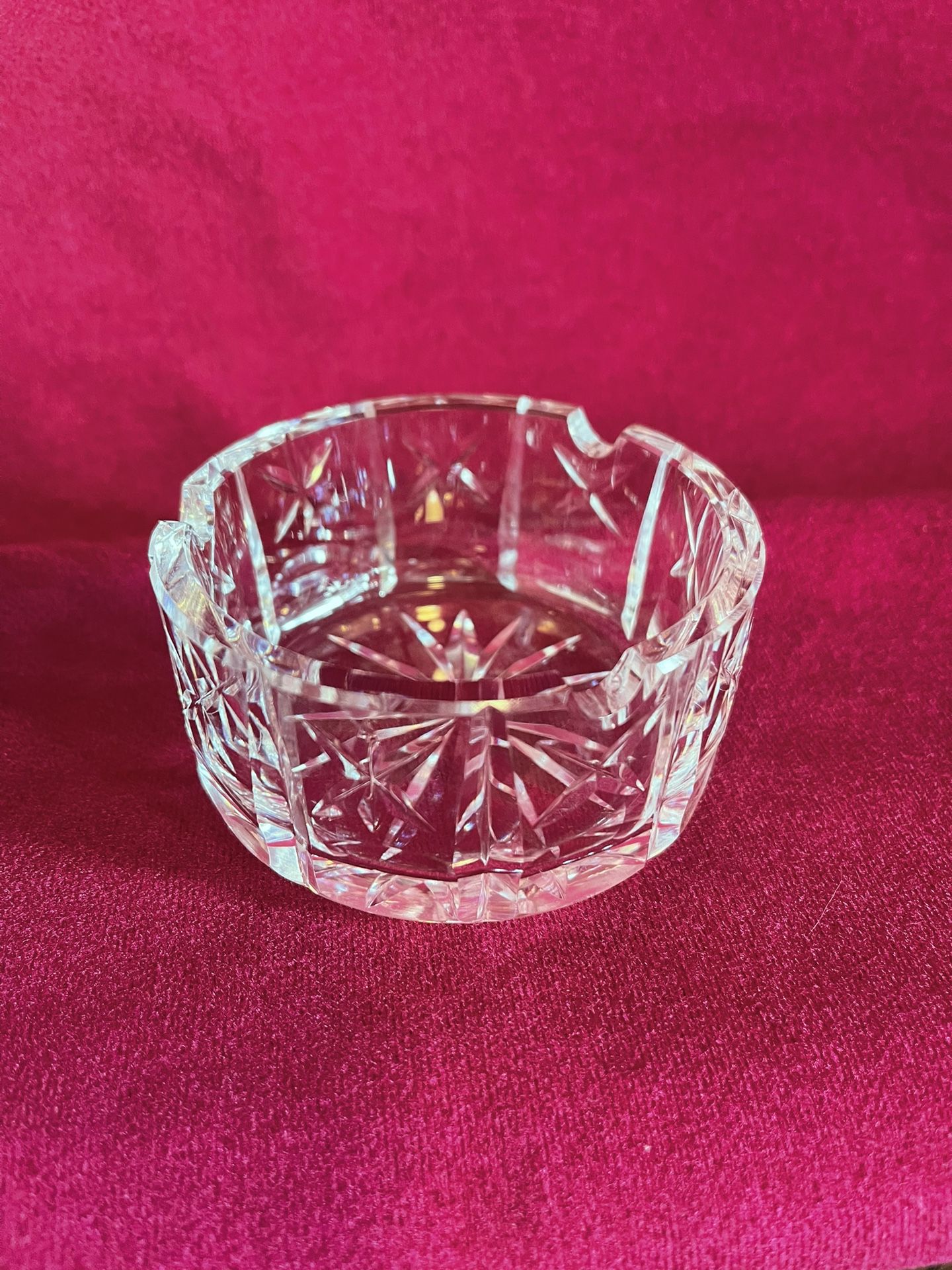 Waterford Crystal Ashtray Trinket Dish Cut Star Design Round Signed