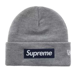 Supreme Box Logo Beanie New Era Grey With Blue
