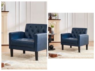 NEW TYBOATLE Tufted Accent Chair, Mid-Century Modern Armchair for Living Room, Office Blue (SET OF 2)