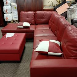 Left or Right side sofa set, Red, black and green
