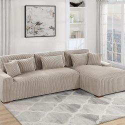 Brand New Camel Sectional Sofa (Pillows Included)