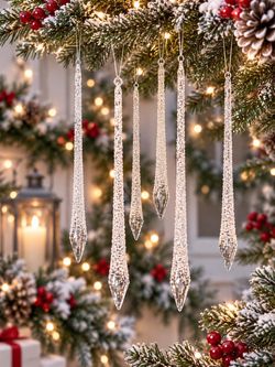 Christmas ornaments icicle pack of 6