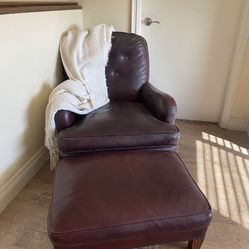 Antique Naugahyde Recliner And Ottoman 