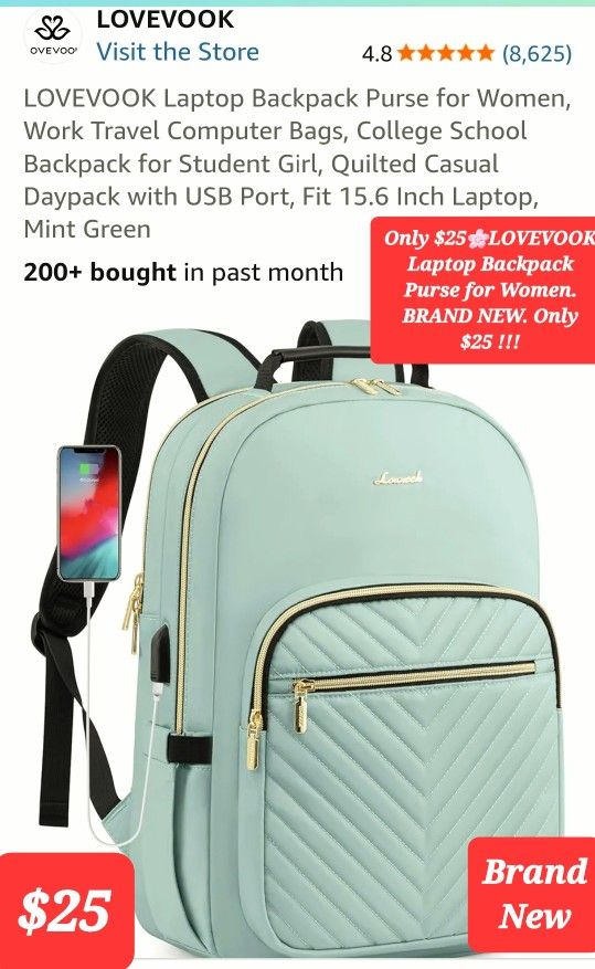 $25🌸LOVEVOOK Laptop Backpack Purse for Women. BRAND NEW. Only $25 !!!