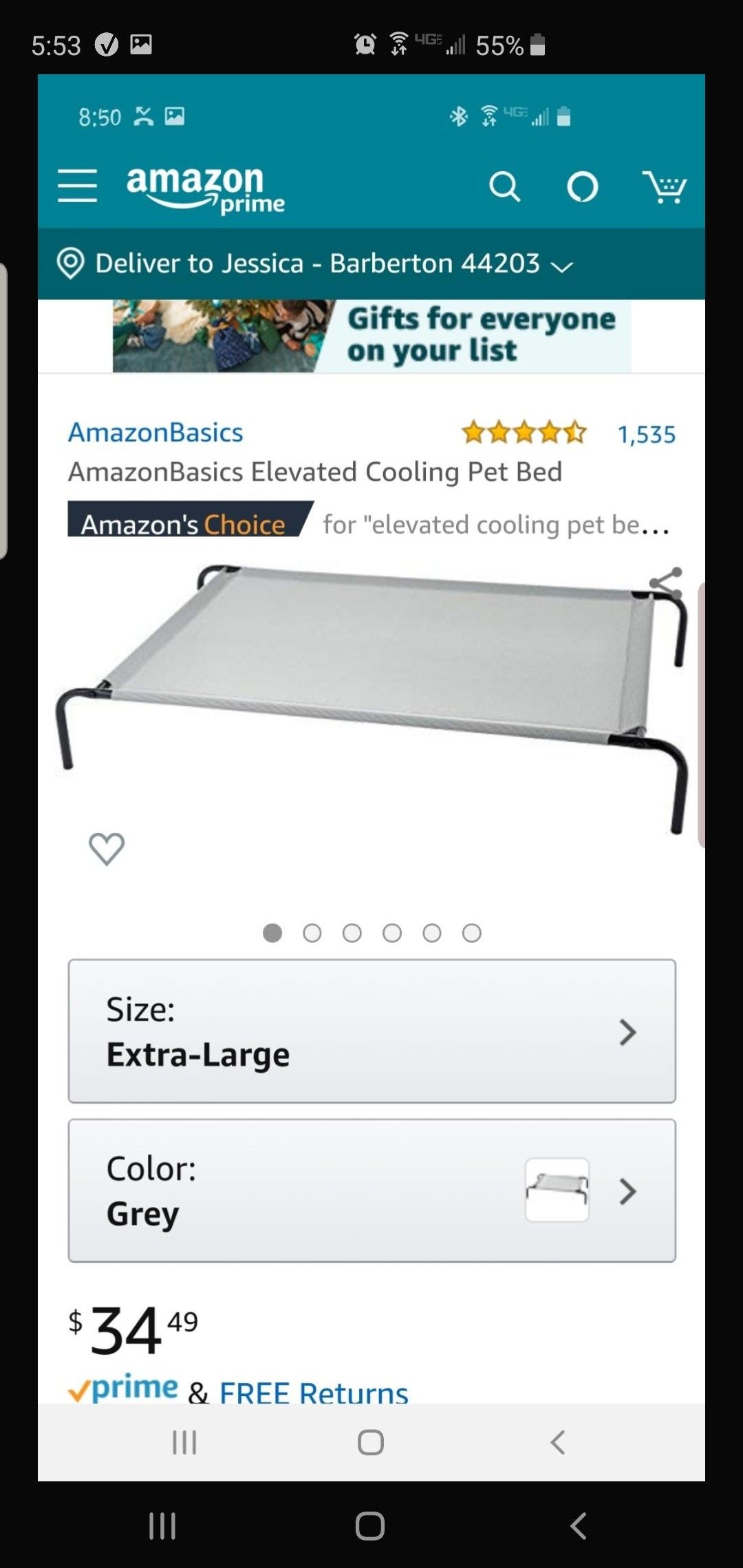 AmazonBasics Elevated Cooling Pet Bed