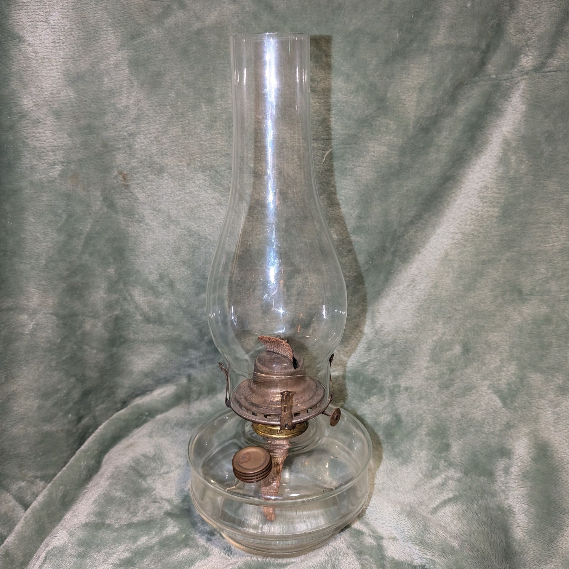 Large 15in Kerosene Oil Lamp Antique 1800s Vintage Home Decor Original Brass 1900s Primitive