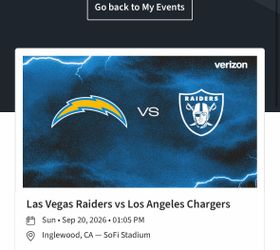 Los Angeles chargers Vs Las Vegas Raiders Football Tickets