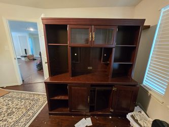 Cherry Wood Entertainment Center Wall Unit