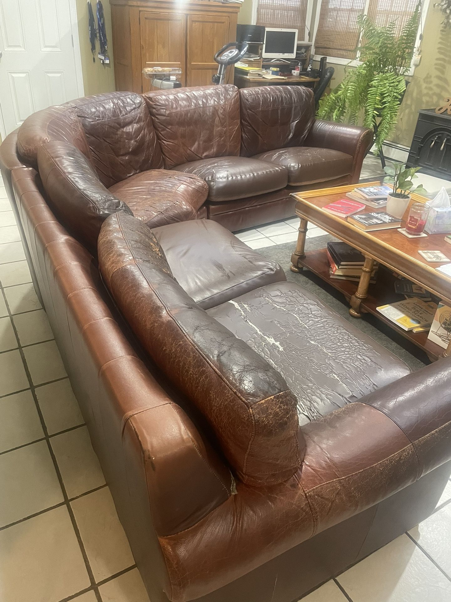 Leather sectional