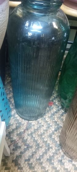 New rippled recycled glass floor vase
