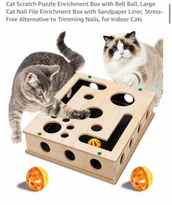 Brand new : Cat Scratch Puzzle Enrichment Box with Bell Ball