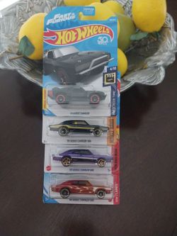 Hotwheels  FAST AND FURIOUS  50TH ANNIVERSARY ''70 DODGE CHARGER & (3)''69 DODGE CHARGER  500 A (SET) OF 4  CAR'S  FOR  $2] DOLLARS 