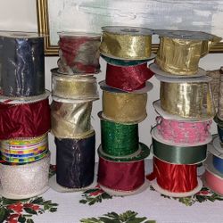 Christmas Holiday Art Craft Ribbon Lot ~ Vintage