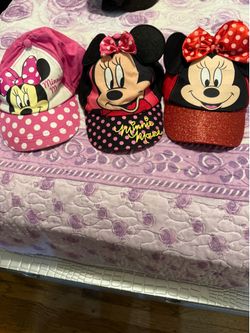 3 Disney Minnie Mouse Girls Baseball Caps -