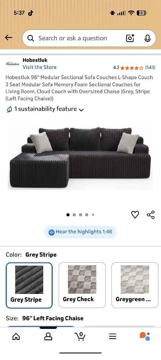 Amazon Boneless Couch