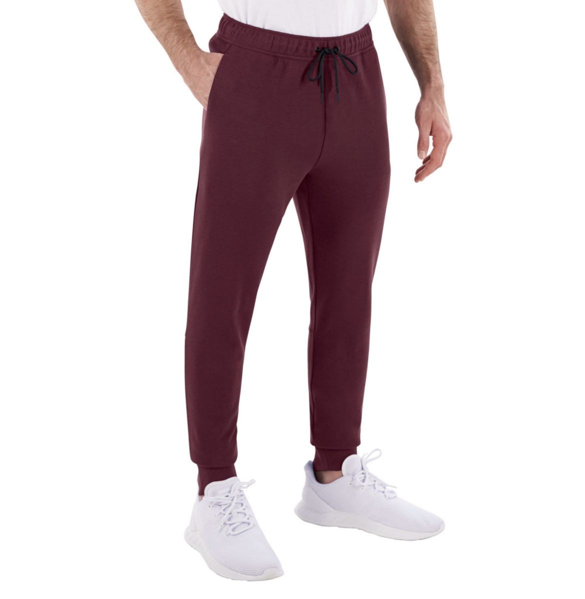 Mens Active Jogger Sweatpants Size XL Burgundy Drawstring Members Mark