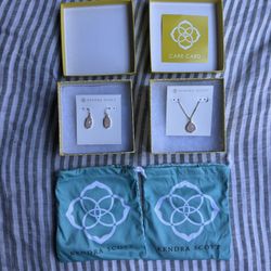 Kendra Scott Rose Quarts Necklace And Earrings 