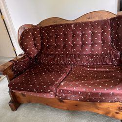 Vintage Wood Couch Sofa Loveseat