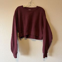 Cotton On, Women’s Burgundy Cropped Sweatshirt, Size L