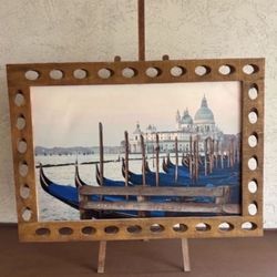One Piece Wall Art Carved Wood Frame With Venice Italy Print Picture