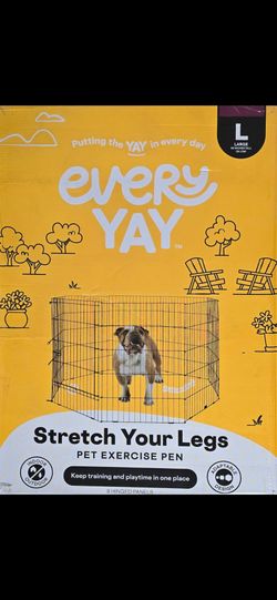 EveryYay Foldable Indoor/Outdoor Pet Exercise Pen, Black: With Feet, 48" H