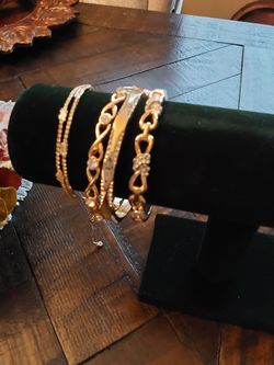 Gold-Tone Crystal Bracelet Set