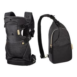 Infantino Flip 4-in-1 Convertible Carrier Crossbody Diaper Bag Set, 8-32lbs, Black, 2-Piece Set