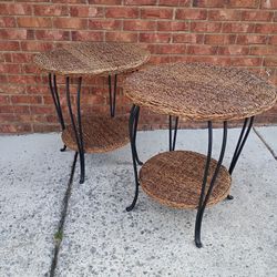 Two Wicker End Tables