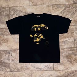 BAPE 1st Camo Ape Face T-Shirt Black Yellow Camo Graphic Tee Size XL
