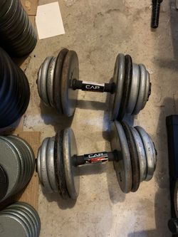 145 Pound Weight Set (72.5lb Adjustable Dumbbell Pair) Brand New CAP Handles, Used Pancake Plates