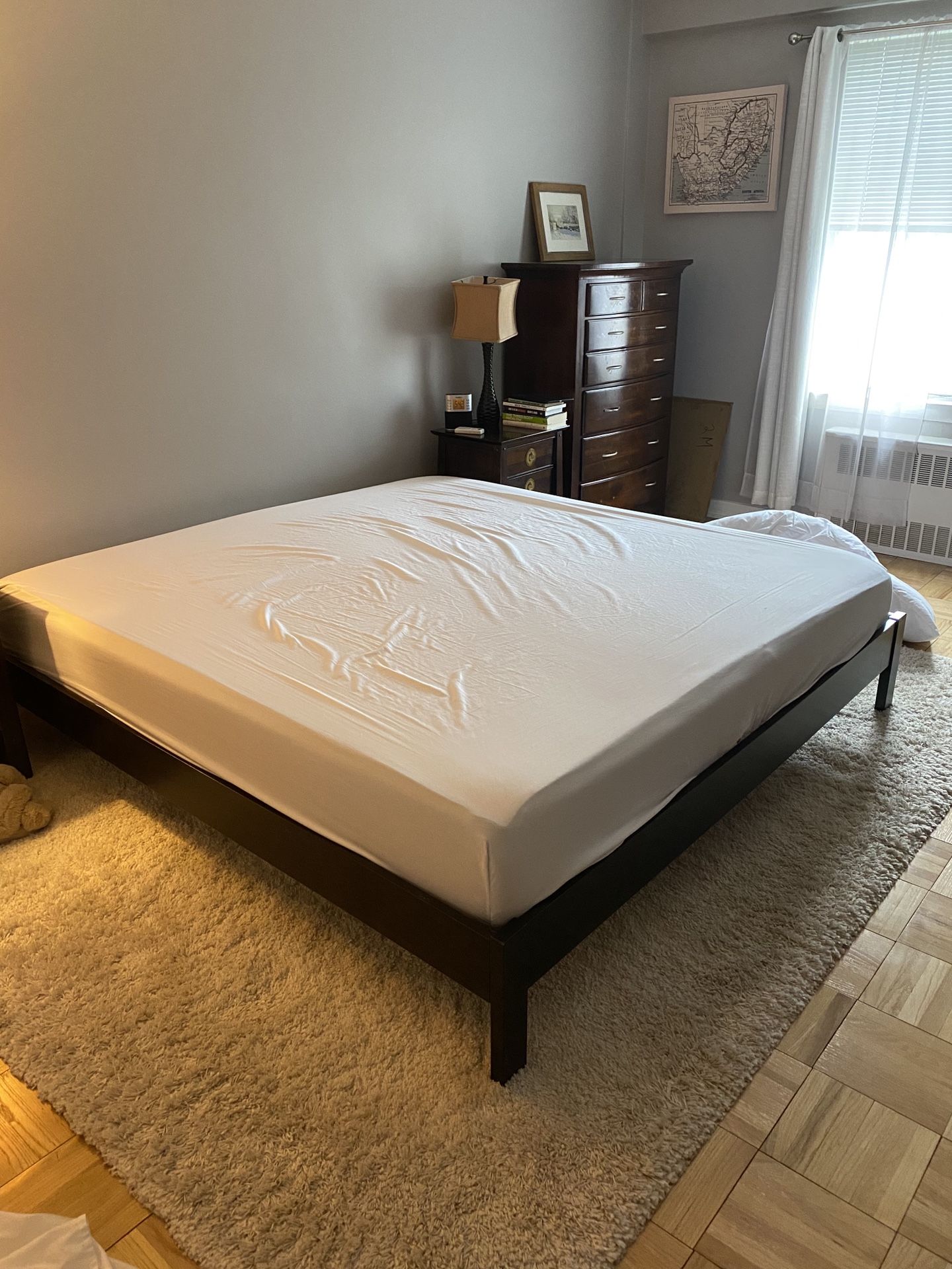 West Elm Dark Brown King Bed Frame (mattress not included)