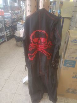 Tripp Trench Coat Vintage Super Rare Black Red Skull and Crossbones