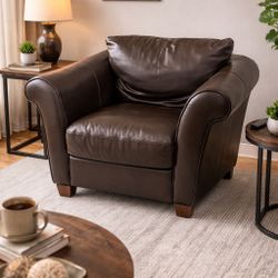 Genuine Italian leather club chair by Italsofa, originally purchased at Macy’s