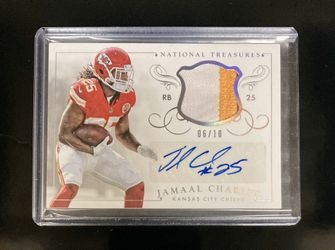 2014 Jamaal Charles Panini National Treasures Kansas City Chiefs Auto Signed Patch Jersey NFL Football Trading Card 06/10!! Rare!!