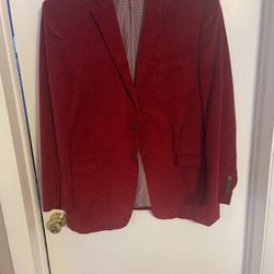 Mens Burgundy Jacket By Saddlebred Size 48L Like New , Corduroy 