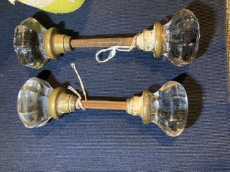 Antique Glass And Brass Door Handles 