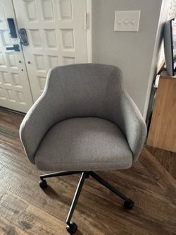 Gray Upholstered Swivel Office Chair