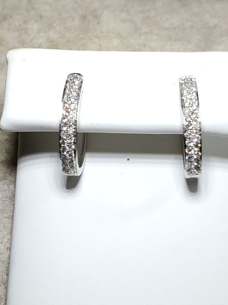 14kt White Gold Diamond Pave Earrings