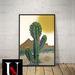 Big 24x36 Framed Art Print - Saguaro Cactus