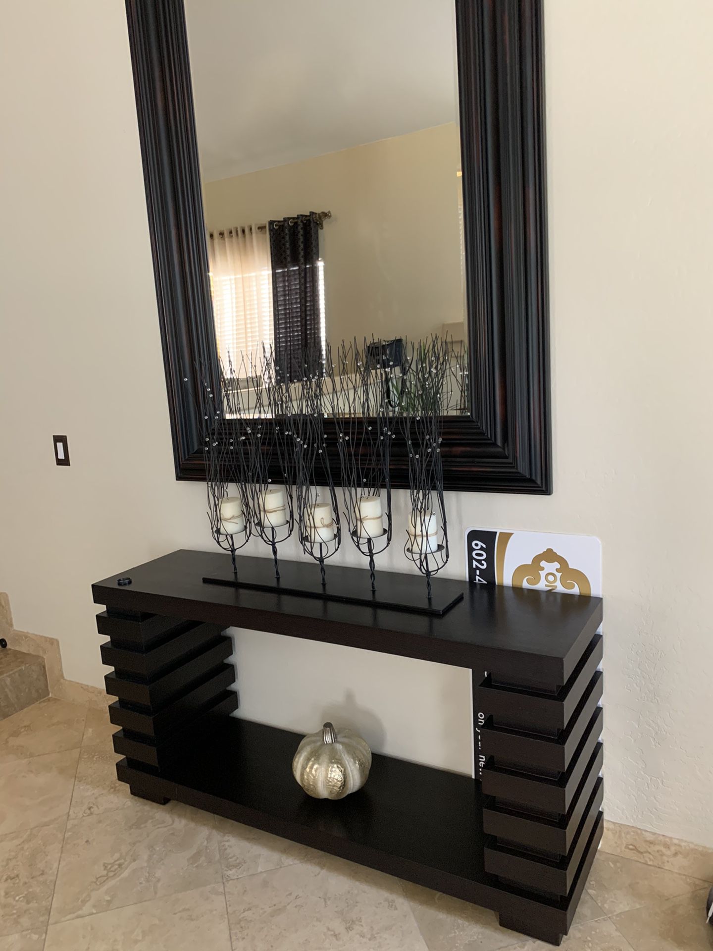 Dark brown console And Coffee Tables 