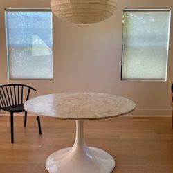 Mid-Century Modern Tulip Base Marble Dining Table Vintage 