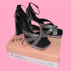 Size 10 Wild Pair Heels - Black & Rhinestone 