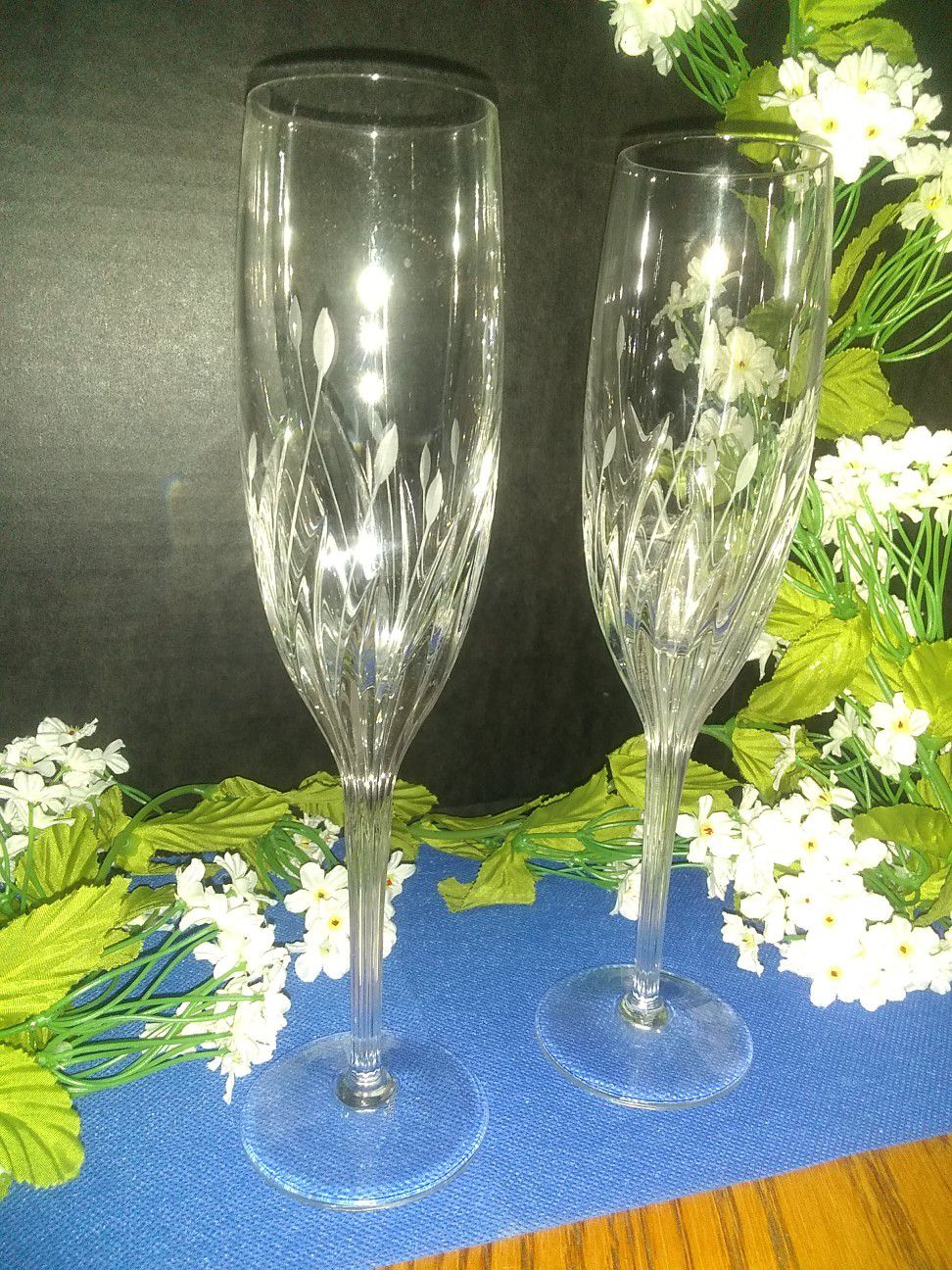 Noritake Moondust Fluted Champagne Glasses - 2