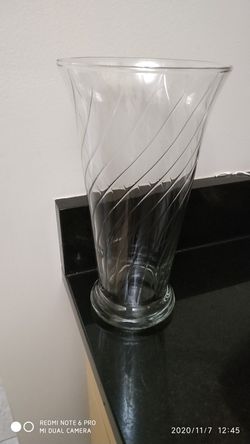 Fluted big glass vase