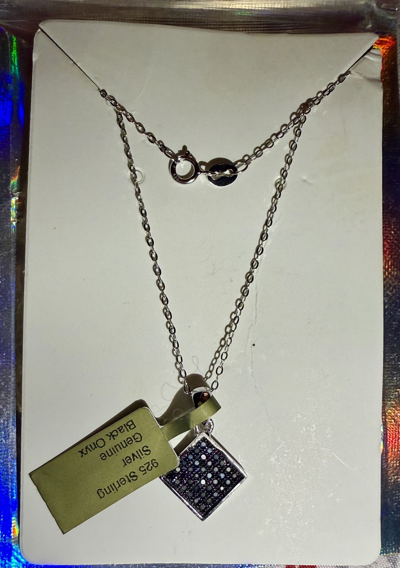 GORGEOUS Brand New Sterling 1.5 TCW Natural Onyx Necklace! 22”