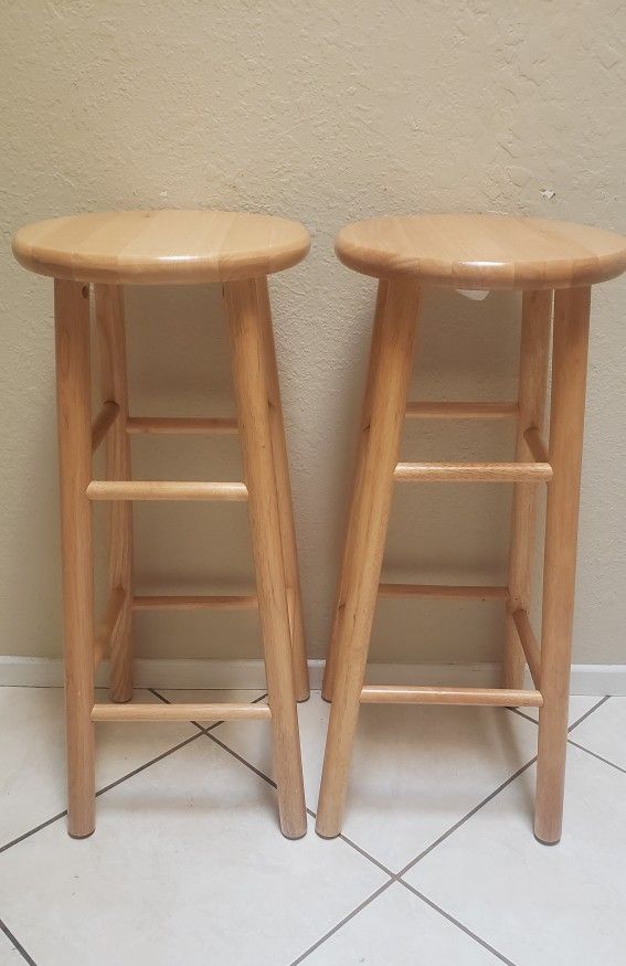 Set Of 2 - Winsome Wood 30" Natural Wood Stools 